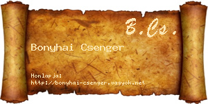 Bonyhai Csenger névjegykártya
